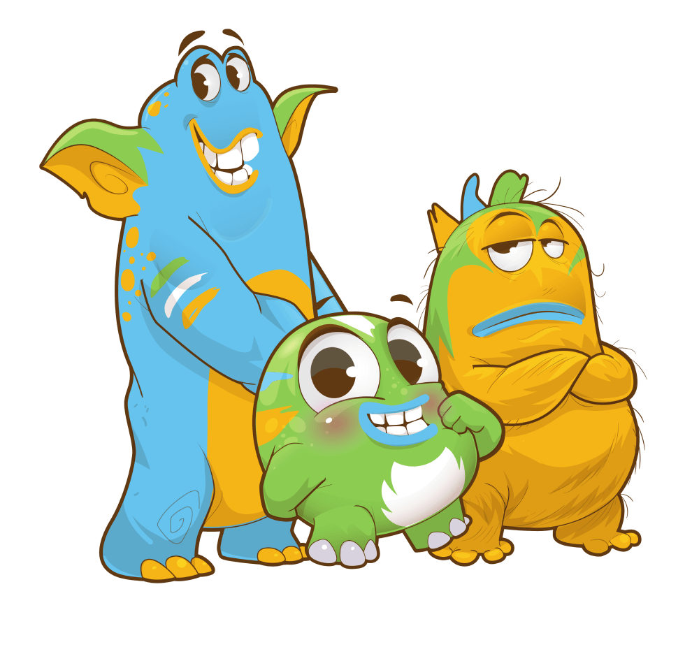 oloe-characters-standing-together-in-a-group-with-cheeky-expressions